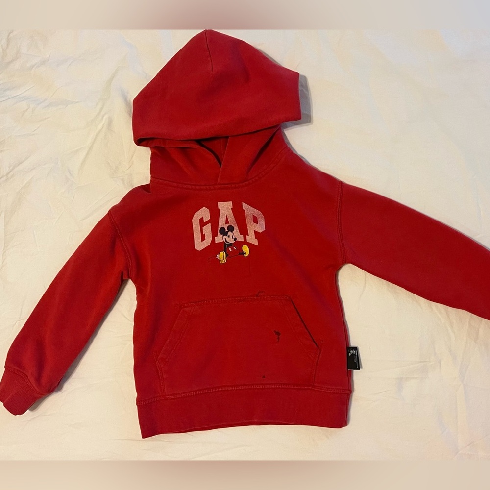 GAP x Disney Little Boys’ Mickey Mouse Graphic Red Hoodie Size 4T